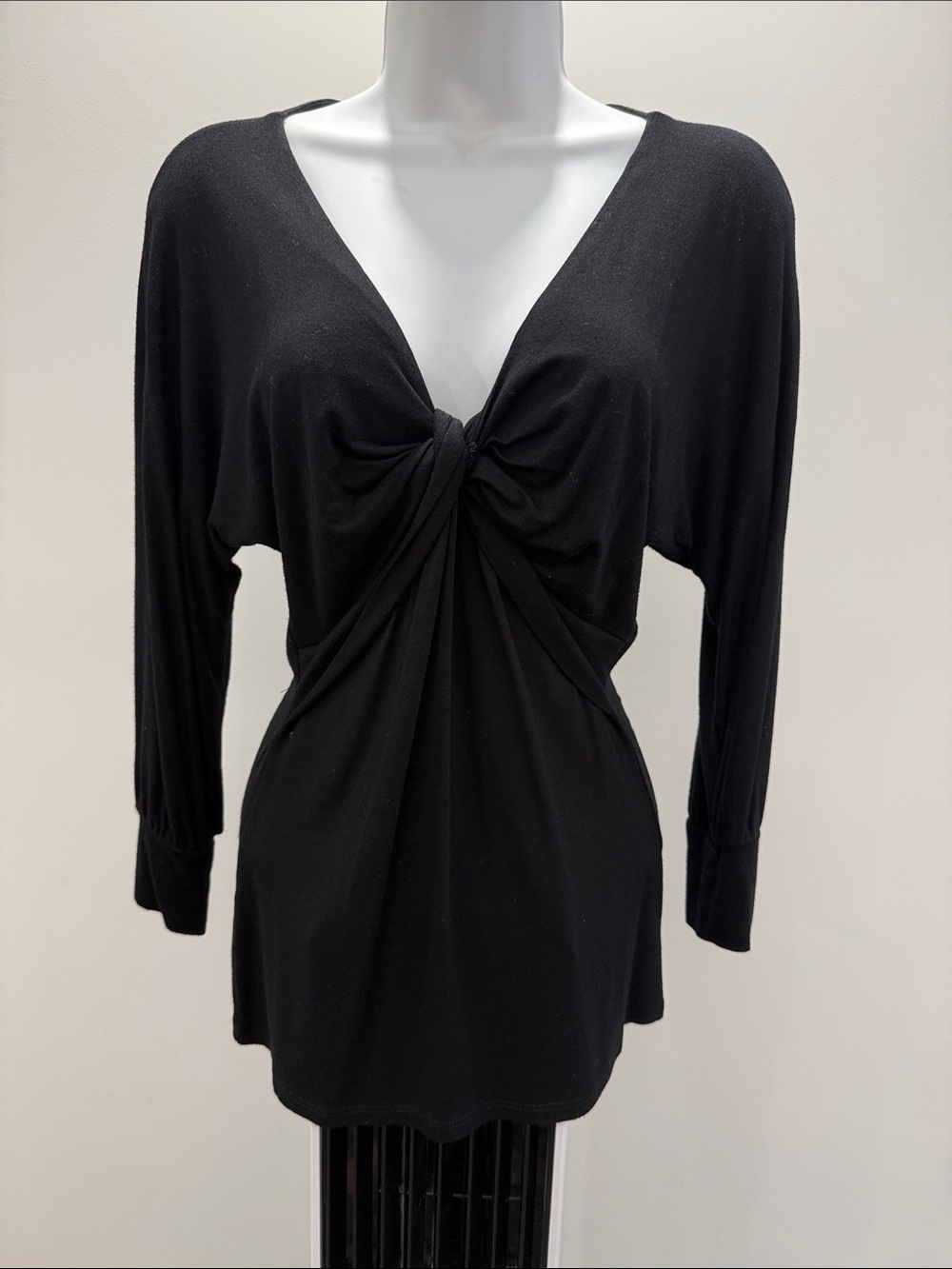 White House Black Market Black Knot-Front V-Neck Tunic